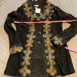 Sioni Coatigan Mixed Media Sweater Jacket medium